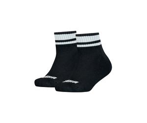 Kurzsocken PUMA "PUMA KIDS CLYDE CUSHIONED QUARTER 2P", Kinder, Gr. 39-42, schwarz, Baumwollmischung, gestreift, elastisch, Socken, mit gestreiften Bündchen (26676354-39) schwarz