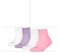 Kurzsocken PUMA "PUMA KIDS HEART LOGO QUARTER 4P ECOM", Damen, Gr. 39-42, lila (pink, lila, weiß), Materialmix, unifarben, Socken, mit verstärkter Ferse (58125751-39) pink, lila, weiß