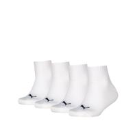 Kurzsocken PUMA "PUMA KIDS LOGO BLOCK QUARTER 4P ECOM", Mädchen, Gr. 39-42, weiß (weiß, racing blau, grün), Obermaterial: 67% Baumwolle, 16% Polyester, 15% Polyamid, 2% Elasthan, Socken (54721158-39)