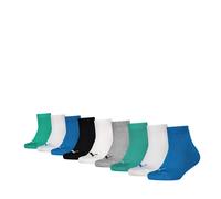 Kurzsocken PUMA "PUMA KIDS PLAIN QUARTER 9P ECOM", Damen, Gr. 39-42, blau, grün combo, Materialmix, Socken, mit rutschfestem Bund (10552256-39) blau, grün combo