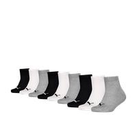 PUMA Kinder Quartersocken, 9er Pack - Plain Quarter ECOM 9P, Logo, einfarbig Schwarz/Weiß/Grau 31-34