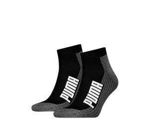 Kurzsocken PUMA "PUMA UNISEX BWT CUSHIONED QUARTER 2P", Damen, Gr. 39-42, schwarz-weiß (schwarz, weiß), Baumwollmischung, normal, Socken, Zweifarbig, Rippenbündchen (29695936-39) schwarz, weiß