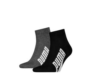 Kurzsocken PUMA "PUMA UNISEX BWT LIFESTYLE QUARTER", Herren, Gr. 35-38, schwarz, weiß, Baumwollmischung, normal, Socken, mit großem Logoschriftzug (40277739-35) schwarz, weiß