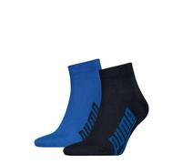Kurzsocken PUMA "PUMA UNISEX BWT LIFESTYLE QUARTER", Herren, Gr. 35-38, Sockengröße, navy, grau, strong blau, Baumwollmischung, normal, Socken, mit großem Logoschriftzug (42971756-35) navy, grau, stro