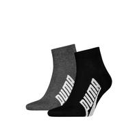 Kurzsocken PUMA "PUMA UNISEX BWT LIFESTYLE QUARTER", Herren, Gr. 39-42, schwarz, weiß, Baumwollmischung, normal, Socken, mit großem Logoschriftzug (40277739-39) schwarz, weiß