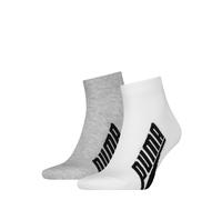 Kurzsocken PUMA "PUMA UNISEX BWT LIFESTYLE QUARTER", Herren, Gr. 39-42, weiß, grau, schwarz, Baumwollmischung, normal, Socken, mit großem Logoschriftzug (15958236-39) weiß, grau, schwarz