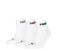Kurzsocken PUMA "PUMA UNISEX CUSHIONED NEXT QUARTER 3P", Herren, Gr. 43-46, weiß (weiß, colorot logos), Baumwollmischung, normal, Socken, mit gepolsterter Sohle (88469046-43) weiß, colorot logos
