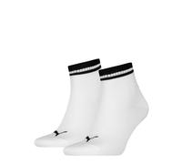 Kurzsocken PUMA "PUMA UNISEX HERITAGE QUARTER 2P", Herren, Gr. 39-42, schwarz-weiß (weiß), Baumwollmischung, normal, Socken, mit Kontraststeifen am Bündchen (22515945-39) weiß