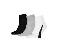 Kurzsocken PUMA "PUMA UNISEX LIFESTYLE QUARTER 3P", Damen, Gr. 43-46, schwarz-weiß (1x schwarz, 1x weiß, 1x grau), Baumwolle, Baumwollmischung, Elasthan, meliert, elastisch, Socken, mit kurzem gerippt