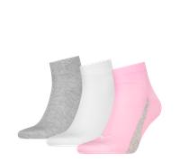 Kurzsocken PUMA "PUMA UNISEX LIFESTYLE QUARTER 3P", Herren, Gr. 35-38, basic pink, Baumwolle, Baumwollmischung, Elasthan, elastisch, Socken, mit kurzem geripptem Schaft (31034722-35) basic pink