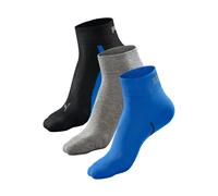 Kurzsocken PUMA "PUMA UNISEX LIFESTYLE QUARTER 3P", Damen, Gr. 39-42, blau (1x schwarz, 1x grau, meliert, 1x blau), Baumwollmischung, Baumwolle, Elasthan, unifarben, meliert, elastisch, Socken, mit ku