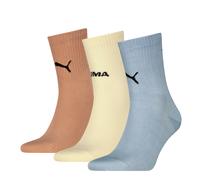 Kurzsocken PUMA "PUMA UNISEX LOGO STACKING SHORT CREW", Damen, Gr. 35-38, blau, soft gelb, cinnabar, Obermaterial: 64% Baumwolle, 22% Polyester, 11% Polyamid, 3% Elasthan, Socken (73308907-35) blau, s