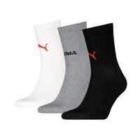 Kurzsocken PUMA "PUMA UNISEX LOGO STACKING SHORT CREW", Damen, Gr. 35-38, bunt (schwarz, grau, weiß), Obermaterial: 64% Baumwolle, 22% Polyester, 11% Polyamid, 3% Elasthan, Socken (55717713-35) schwar