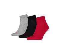 Puma Socken Quarter Plain 3P Unisex Schwarz/Rot Größe 35-38