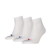Kurzsocken PUMA "PUMA UNISEX QUARTER PLAIN 3P", Damen, Gr. 35-38, weiß, rot, blau, Baumwollmischung, elastisch, Socken, Atmungsaktiv, Rippenbündchen, weiche Baumwollmischung (48981325-35) weiß, rot, b
