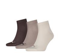 Kurzsocken PUMA "PUMA UNISEX QUARTER PLAIN 3P", Damen, Gr. 39-42, neutral, braun, Baumwollmischung, elastisch, Socken Kurzsocken, Atmungsaktiv, Rippenbündchen, weiche Baumwollmischung (62051148-39)