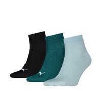 Kurzsocken PUMA "PUMA UNISEX QUARTER PLAIN 3P", Damen, Gr. 43-46, emerald ice, fresh water, Baumwollmischung, elastisch, Socken, Atmungsaktiv, Rippenbündchen, weiche Baumwollmischung (68340151-43) eme