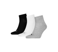 Kurzsocken PUMA, Damen, Gr. 47-49, schwarz-weiß (1x schwarz, 1x weiß, 1x grau, meliert), Baumwollmischung, uni, meliert, elastisch, Socken, Atmungsaktiv, Rippenbündchen, weiche Baumwollmischung (38131