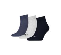 Kurzsocken PUMA "PUMA UNISEX QUARTER PLAIN 3P", Herren, Gr. 47-49, navy, grau, nightshadow blau, Obermaterial: 68% Baumwolle, 18% Polyamid, 12% Polyester, 2% Elasthan, normal, Socken, mit kleinem Logo