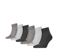 Kurzsocken PUMA "PUMA UNISEX QUARTER PLAIN 6P ECOM", Damen, Gr. 47-49, grau (anthraci, l mel grau, m mel grau), Baumwolle, Baumwollmischung, Elasthan, Polyamid, meliert, unifarben, elastisch, Socken, 