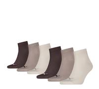 Kurzsocken PUMA "PUMA UNISEX QUARTER PLAIN 6P ECOM", Damen, Gr. 47-49, neutral, braun, Baumwolle, Baumwollmischung, Elasthan, Polyamid, elastisch, Socken, mit Rippbündchen (91934165-47) neutral, braun