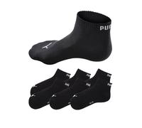 Kurzsocken PUMA "PUMA UNISEX QUARTER PLAIN 6P ECOM", Damen, Gr. 47-49, schwarz, Baumwolle, Baumwollmischung, Elasthan, Polyamid, bedruckt, unifarben, elastisch, Socken, mit Rippbündchen, Topseller (85