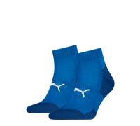Kurzsocken PUMA "PUMA UNISEX SPORT CUSHIONED QUARTER 2P", Herren, Gr. 39-42, blau (olympian blau), Materialmix, normal, Socken, Rippenbündchen, optimierte Dämpfung für zusätzlichen Komfort (57644232-3