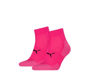 Kurzsocken PUMA "PUMA UNISEX SPORT CUSHIONED QUARTER 2P", Damen, Gr. 39-42, pink (pink combo), Materialmix, normal, Socken, Rippenbündchen, optimierte Dämpfung für zusätzlichen Komfort (61588167-39) p