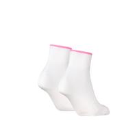 Kurzsocken PUMA "PUMA WOMEN QUARTER 2P", Damen, Gr. 39-42, weiß (weiß, pink splash), Obermaterial: 61% Baumwolle, 21% Polyester, 15% Polyamid, 3% Elasthan, Socken, atmungsaktives Mesh zur Belüftung, u