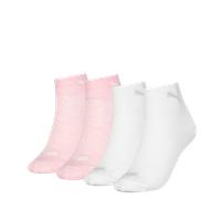 Kurzsocken PUMA "PUMA WOMEN QUARTER 4P", Damen, Gr. 39-42, pink (weiß, pink), Baumwollmischung, normal, Socken, mit atmungsaktivem Materialmix (60105711-39) weiß, pink