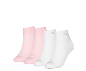 Kurzsocken PUMA "PUMA WOMEN QUARTER 4P ECOM", Damen, Gr. 35-38, pink (weiß, pink), Baumwollmischung, normal, Socken, mit atmungsaktivem Materialmix (60105711-35) weiß, pink