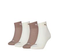 Kurzsocken PUMA "PUMA WOMEN QUARTER 4P ECOM", Damen, Gr. 39-42, braun (pristine, sandstone), Baumwollmischung, normal, Socken, mit atmungsaktivem Materialmix (29005801-39) pristine, sandstone