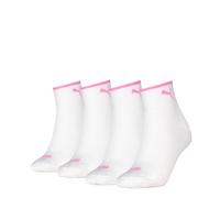 Kurzsocken PUMA "PUMA WOMEN QUARTER 4P ECOM", Damen, Gr. 39-42, weiß, pink splash, Baumwollmischung, normal, Socken, mit atmungsaktivem Materialmix (99023463-39) weiß, pink splash