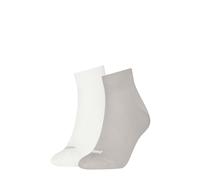 Kurzsocken PUMA "PUMA WOMEN SHINE CAT QUARTER", Damen, Gr. 35-38, grau (silber fog, warm weiß), Obermaterial: 64% Baumwolle, 21% Polyester, 12% Polyamid, 3% Elasthan, Socken (68055254-35) silber fog,