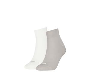 Kurzsocken PUMA "PUMA WOMEN SHINE CAT QUARTER", Damen, Gr. 35-38, grau (silber fog, warm weiß), Obermaterial: 64% Baumwolle, 21% Polyester, 12% Polyamid, 3% Elasthan, Socken (68055254-35) silber fog,