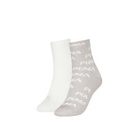 Kurzsocken PUMA "PUMA WOMEN SHINE SWIRL SHORT SOCK", Damen, Gr. 35-38, weiß (silber fog, warm weiß), Obermaterial: 54% Baumwolle, 27% Polyester, 15% Polyamid, 4% Elasthan, Socken (98686807-35) silber 