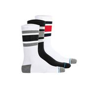 Kurzsocken STANCE "Socken Boyd ST 3er Pack", Herren, Gr. 38-42, bunt (schwarz, weiß, rot, dunkelblau, weiß, schwarz, grau), Obermaterial: 70% Baumwolle CO. 19% Polyester PES. 9% Nylon NY. 2% Elasthan
