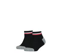 Kurzsocken TOMMY HILFIGER "TH KIDS ICONIC SPORTS QUARTER", Damen, Gr. 39-42, schwarz, Baumwollmischung, elastisch, Socken, mit Kontraststreifen und schmalem Rippenbündchen (33676224-39) schwarz