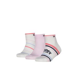 Kurzsocken TOMMY HILFIGER "TH KIDS QUARTER 3P SPORT STRIPE", Mädchen, Gr. 35-38, pink, Obermaterial: 73% Baumwolle, 25% Polyamid, 2% Elasthan, Socken (35850663-35) pink
