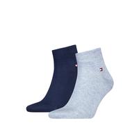 Kurzsocken TOMMY HILFIGER "TH MEN QUARTER 2P", Herren, Gr. 39-42, light blau melange, Baumwollmischung, normal, Socken Kurzsocken, weicher, elastischer Rippenbund, klassisches Tommy Hilfiger Logo (532
