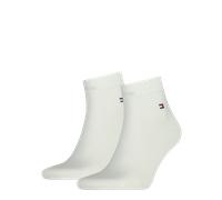 Kurzsocken TOMMY HILFIGER "TH MEN QUARTER 2P", Herren, Gr. 39-42, weiß, Baumwollmischung, normal, Socken, weicher, elastischer Rippenbund, klassisches Tommy Hilfiger Logo (38169727-39) weiß