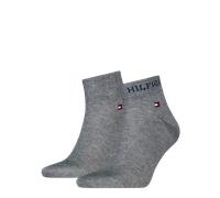 Kurzsocken TOMMY HILFIGER "TH MEN QUARTER 2P HILFIGER TAB", Herren, Gr. 39-42, grau (mid grau melange), Baumwollmischung, normal, Socken, Logo-Flag und Schriftzug (68021829-39) mid grau melange