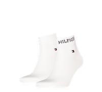 Kurzsocken TOMMY HILFIGER "TH MEN QUARTER 2P HILFIGER TAB", Herren, Gr. 39-42, weiß, Baumwollmischung, normal, Socken, Logo-Flag und Schriftzug (73830154-39) weiß