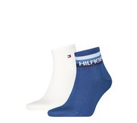 Kurzsocken TOMMY HILFIGER "TH MEN QUARTER 2P SPORT TH LOGO", Herren, Gr. 43-46, blau, Obermaterial: 65% Baumwolle, 34% Polyamid, 1% Elasthan, Socken (61779753-43) blau