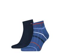 Kurzsocken TOMMY HILFIGER "TH MEN QUARTER 2P SUMMER BRETON", Herren, Gr. 39-42, blau, Obermaterial: 74% Baumwolle, 25% Polyamid, 1% Elasthan, Socken (11053753-39) blau