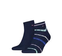 Kurzsocken TOMMY HILFIGER "TH MEN QUARTER 2P SUMMER BRETON", Herren, Gr. 39-42, navy, Obermaterial: 74% Baumwolle, 25% Polyamid, 1% Elasthan, Socken (25251203-39) navy