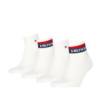Kurzsocken TOMMY HILFIGER "TH MEN QUARTER 4P SPORT TH LOGO ECOM", Damen, Gr. 39-42, weiß, Obermaterial: 70% Baumwolle, 29% Polyamid, 1% Elasthan, Socken (58332336-39) weiß