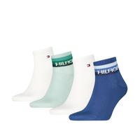 Kurzsocken TOMMY HILFIGER "TH MEN QUARTER 4P SPORT TH LOGO ECOM", Herren, Gr. 39-42, blau, fresh grün, Obermaterial: 70% Baumwolle, 29% Polyamid, 1% Elasthan, Socken (46705947-39) blau, fresh grün