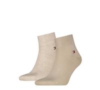 Kurzsocken TOMMY HILFIGER "TH MEN QUARTER", Herren, Gr. 39-42, sand, Baumwollmischung, normal, Socken, weicher, elastischer Rippenbund, klassisches Tommy Hilfiger Logo (97223105-39) sand