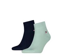 Kurzsocken TOMMY HILFIGER "TH MEN QUARTER", Herren, Gr. 43-46, fresh grün, Baumwollmischung, normal, Socken, weicher, elastischer Rippenbund, klassisches Tommy Hilfiger Logo (68328400-43) fresh grün